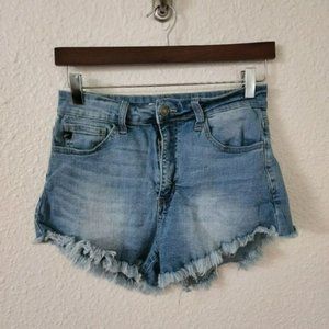 Kancan High Rise Cut Off Jean Shorts Light Wash Size 28